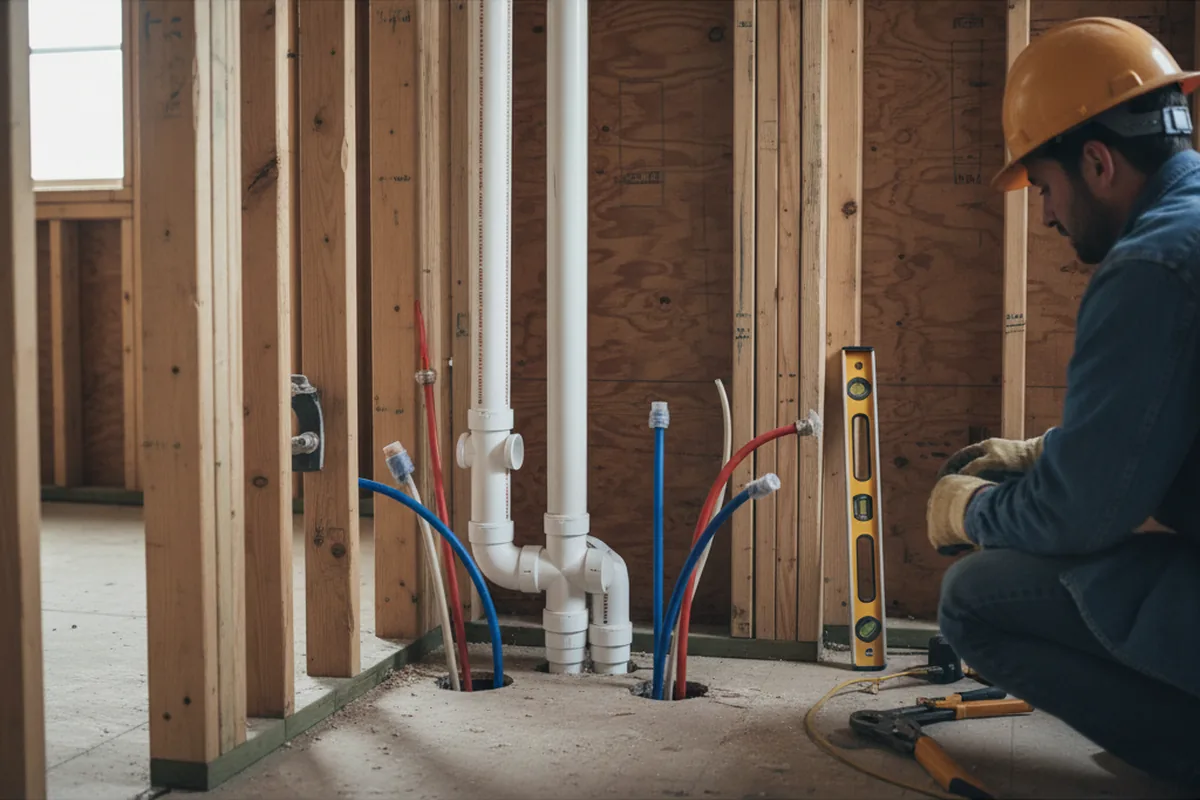 Drain and supply rough-in during Sump Pump Repair in Corbin