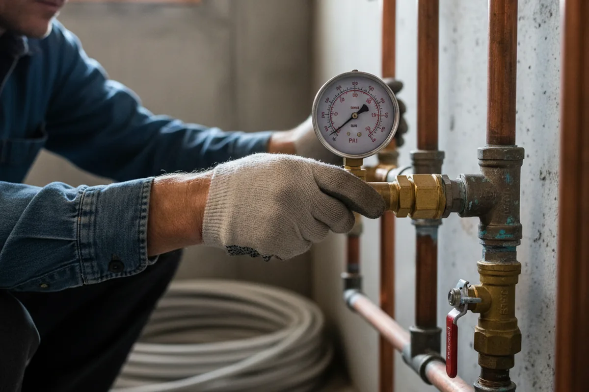 Pressure testing a repaired line during Water Line Repair in Corbin